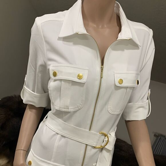 New Zip-Front Shirt Dress with Pockets & Belt - Picture 6 of 13